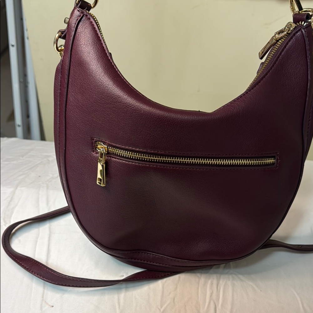 INC International Concepts Burgundy Studded Hobo Crossbody Bag - Picture 4 of 10